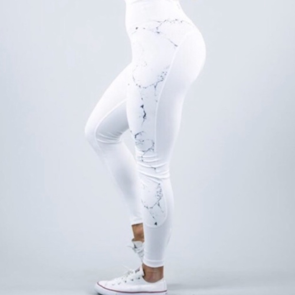 BuffBunny White Marble Leggings NWT XS